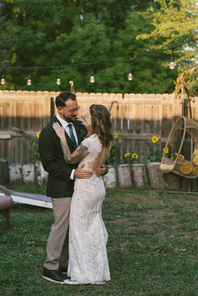 A couple dancing at their wedding taken by a documentary style wedding photographer