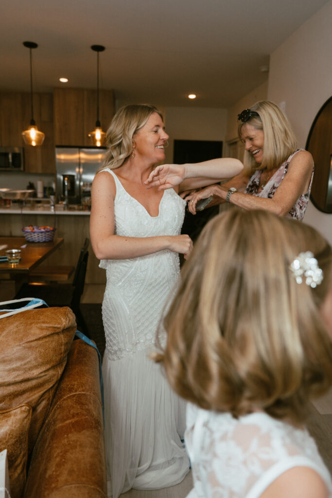 Bride getting ready at a Colorado wedding venue