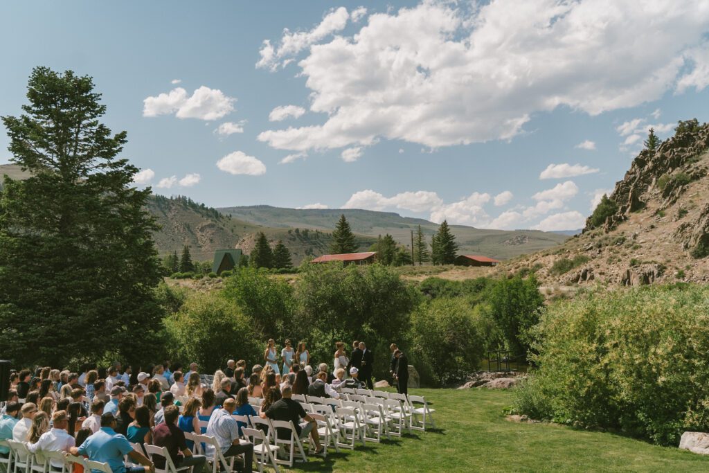 Wide view of ceremony space at a Colorado wedding venue