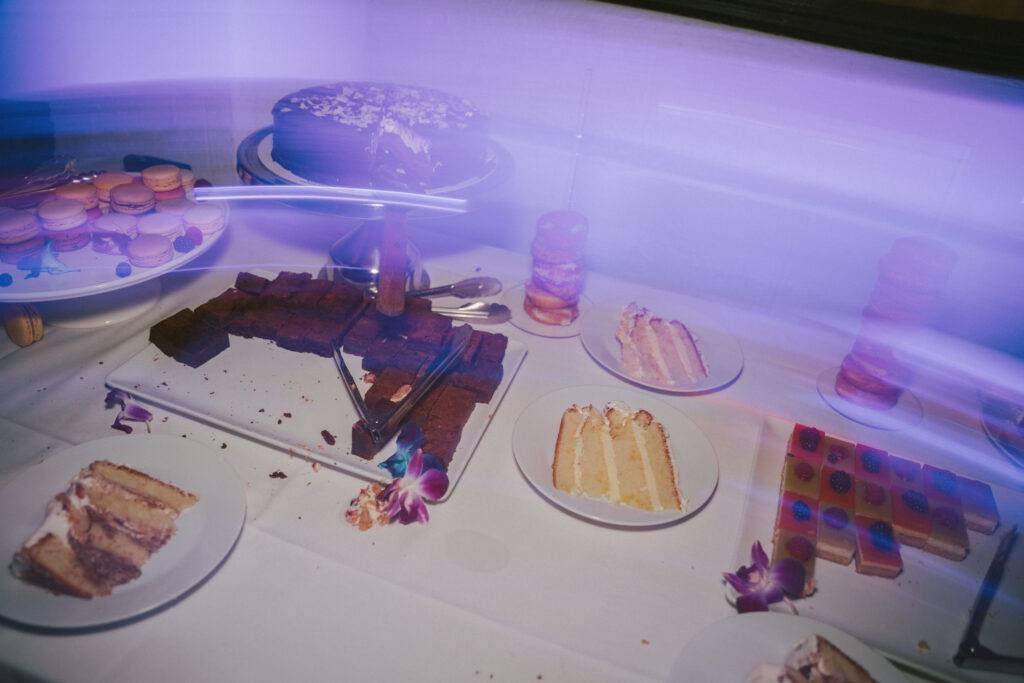 Detail shot of dessert table taken at Colorado wedding venue