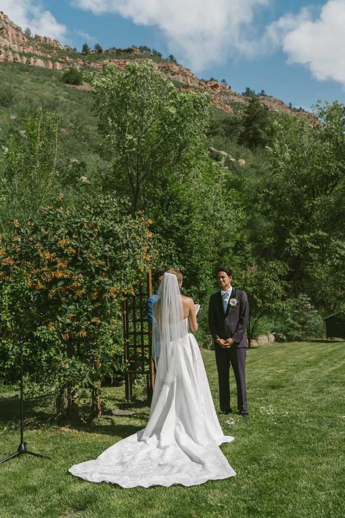 Wedding ceremony at Stone Mountain Lodge in Lyons Colorado